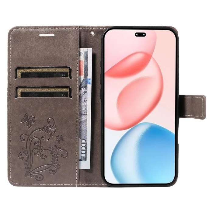 For Honor 400 Pro Global 160.8mm 3D Butterfly Embossed Pattern Flip Leather Phone Case(Grey)