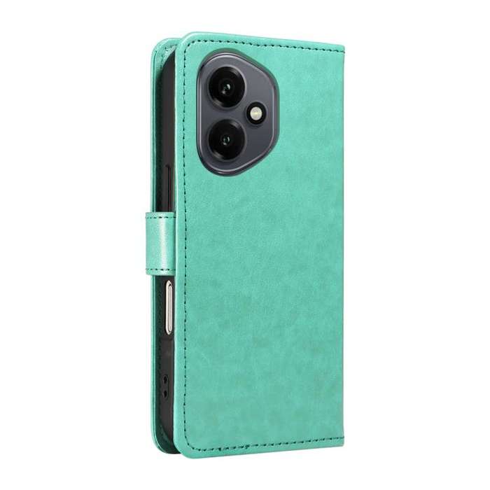 For Honor 400 Global 156.5mm Cat and Bee Embossed Flip Leather Phone Case(Green)