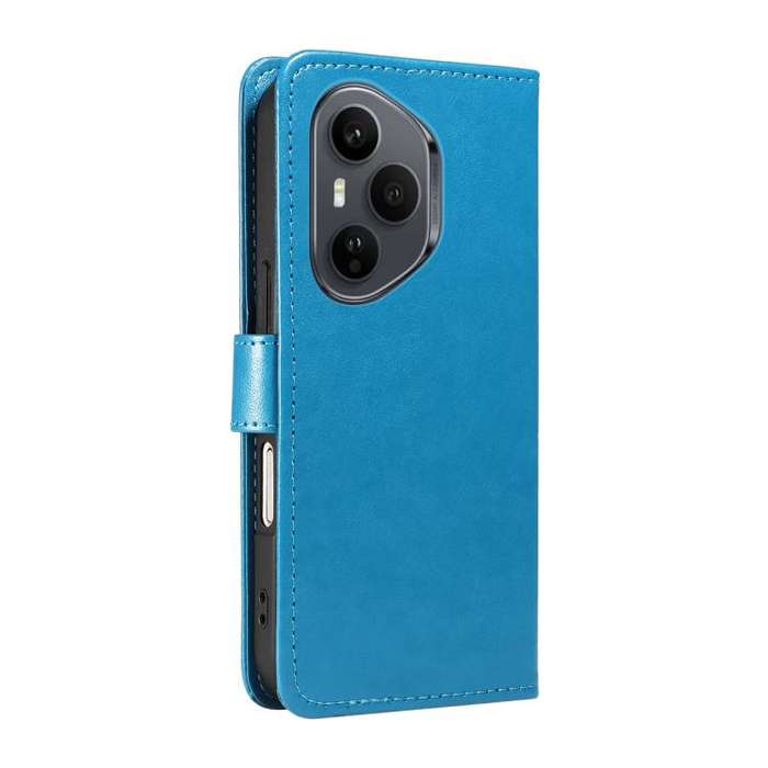 For Honor 400 Pro Global 160.8mm Cat and Bee Embossed Flip Leather Phone Case(Blue)