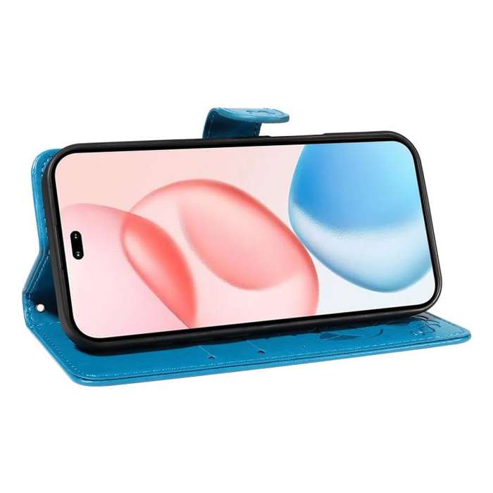 For Honor 400 Pro Global 160.8mm Cat and Bee Embossed Flip Leather Phone Case(Blue)