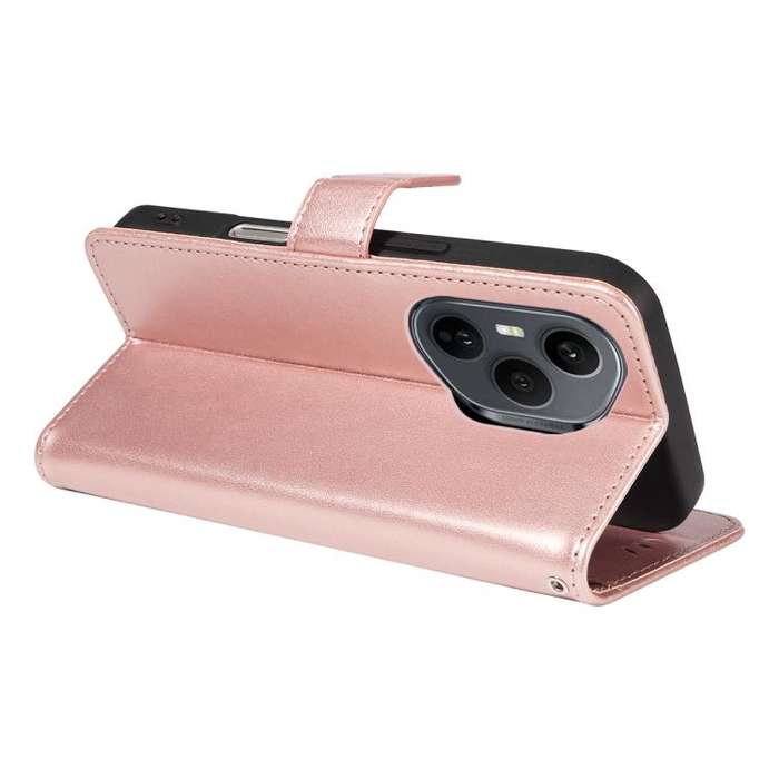 For Honor 400 Pro Global 160.8mm Cat and Bee Embossed Flip Leather Phone Case(Rose Gold)