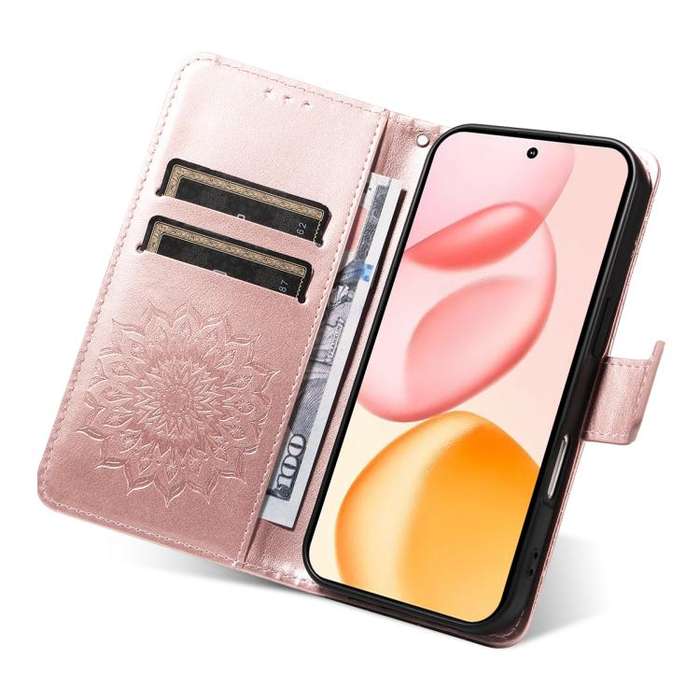 For Honor 400 Global 156.5mm Embossed Sunflower Pattern Flip Leather Phone Case(Rose Gold)