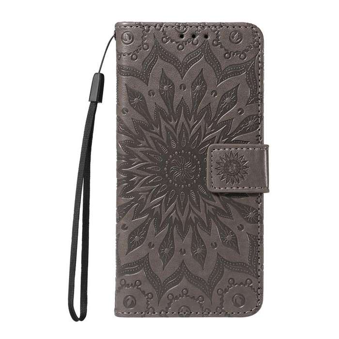 For Honor 400 Global 156.5mm Embossed Sunflower Pattern Flip Leather Phone Case(Grey)