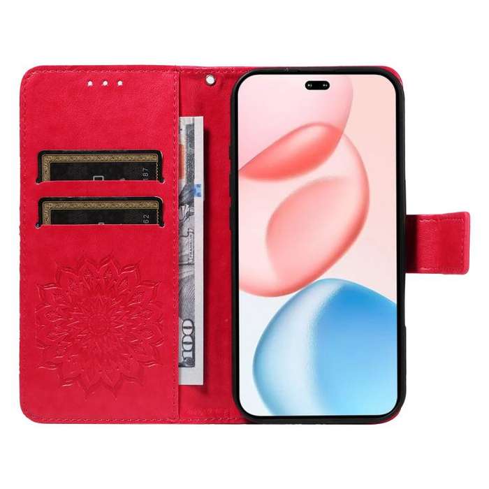 For Honor 400 Pro Global 160.8mm Embossed Sunflower Pattern Flip Leather Phone Case(Red)