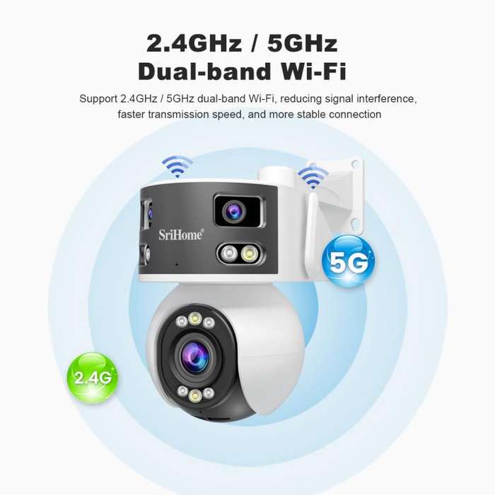 SriHome SH055B 8MP HD Multi-lens Super Wide Angle Panoramic PTZ Dome Camera(US Plug)