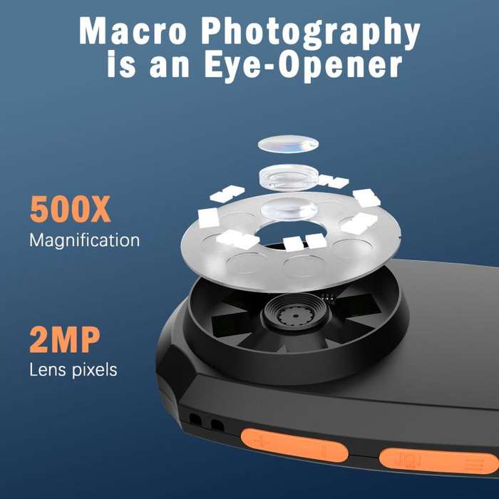 CPL-05-0011 2MP 2 inch HD Screen Handheld Digital Microscope 500X Magnification(Black)