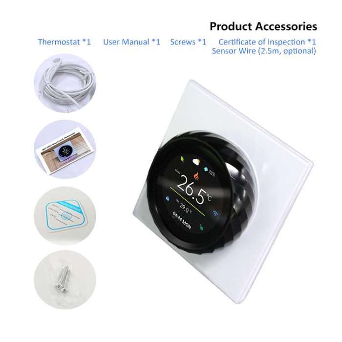 BHT-2007-P16-GC Boiler Heating 1.6 inch TFT Color Screen Threaded Knob Thermostat(White Black)