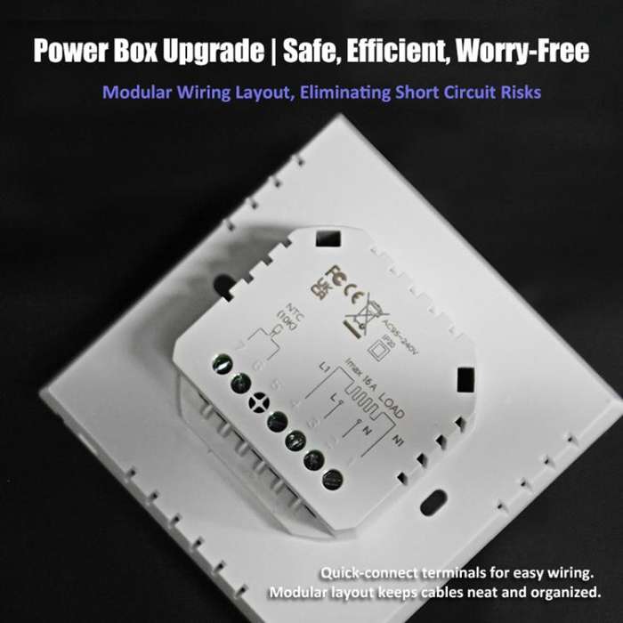 BHT-101GBL Electric Heating Smart Home Screenless Knob Thermostat with Dual Color LED Indicator(W...