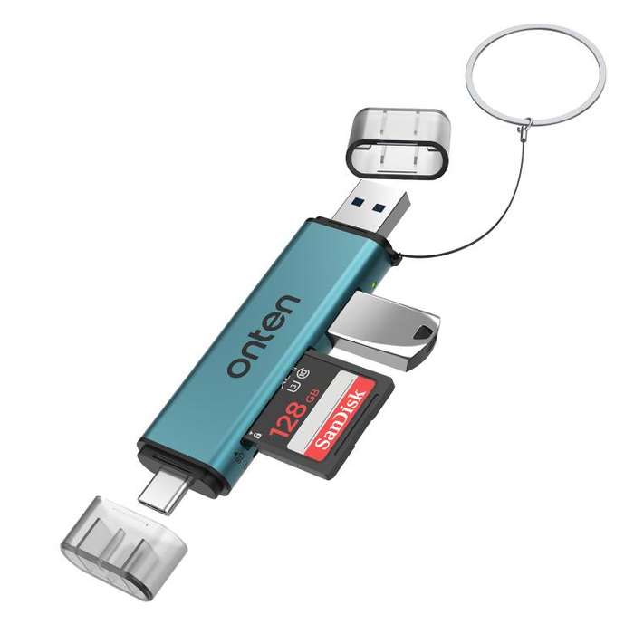 Onten OTN-CR537S 5 in 1 Type-C to USB with Micro SD/TF Card Reader(Pine Green)