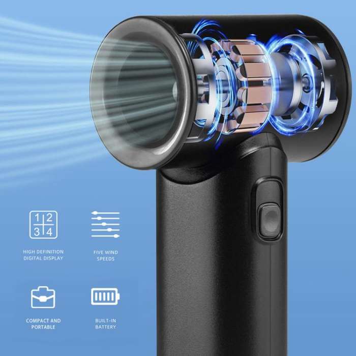 N610 Digital Display High Speed Handheld Fan(Black)