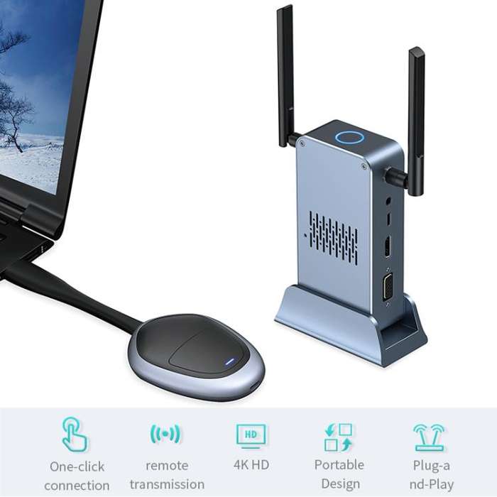 G52+R18 Smart HD Wireless Extender System Screen Mirroring Transmitter Receiver(Space Grey)