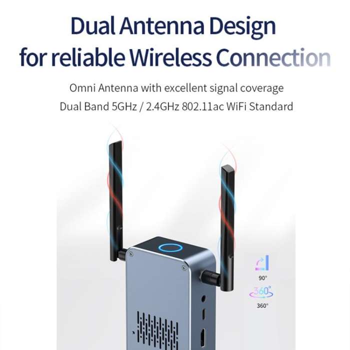 G52+R18 Smart HD Wireless Extender System Screen Mirroring Transmitter Receiver(Space Grey)