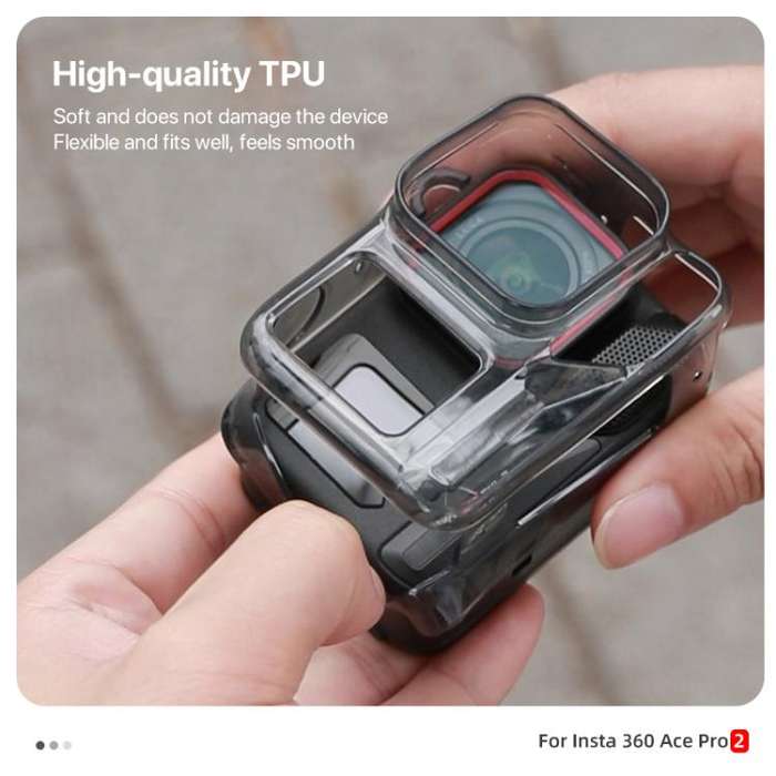 For Insta360 Ace / Ace Pro / Pro 2 Body Soft TPU Protective Case with Lens Cover(Ink Grey)