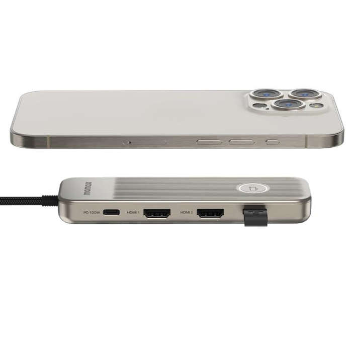 MOMAX DH19L 1-Link 9 in 1 Type-C Multifunctional HUB Adapter Docking Station(Titanium Gold)