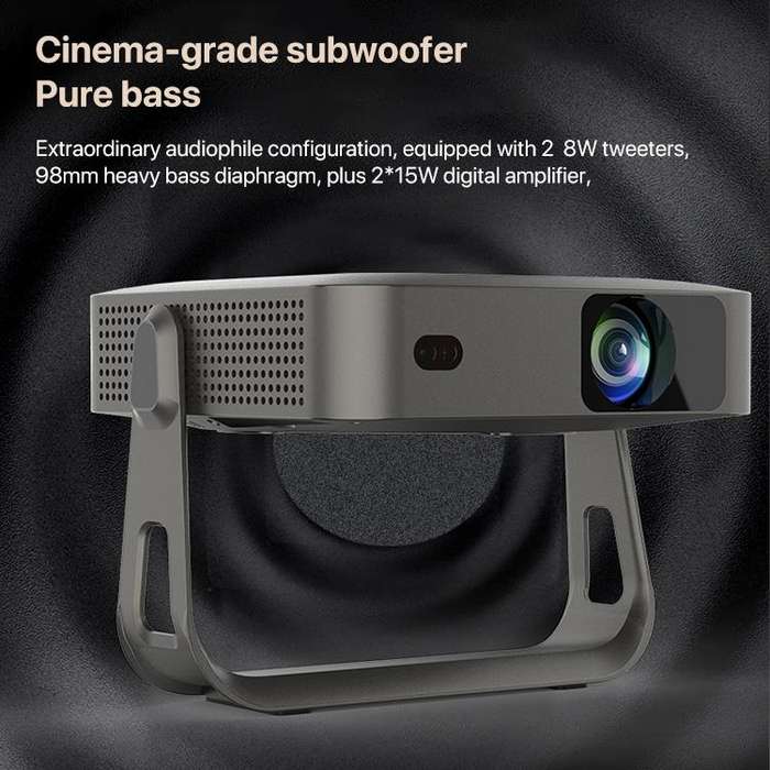 R1 1920x1280P 600ANSI Android 12.0 Smart Mini Portable Projector, Plug:AU Plug(Black)