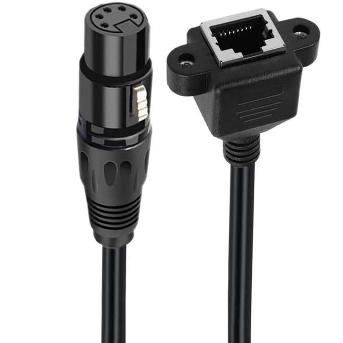 XLR 5 Pin Female to RJ45 Female Audio Cable, Length: 30cm(Black)