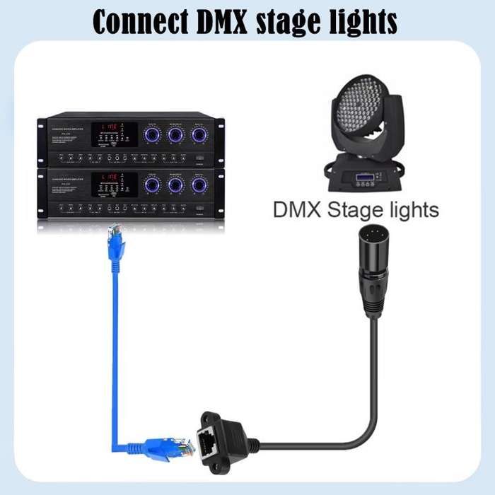 XLR 5 Pin Female to RJ45 Female Audio Cable, Length: 30cm(Black)