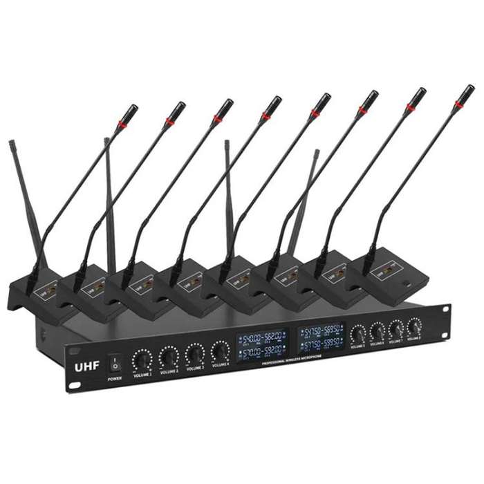 YT8 Wireless 8 Channel UHF Handheld Microphone for Stage Show 8 Gooseneck Microphones