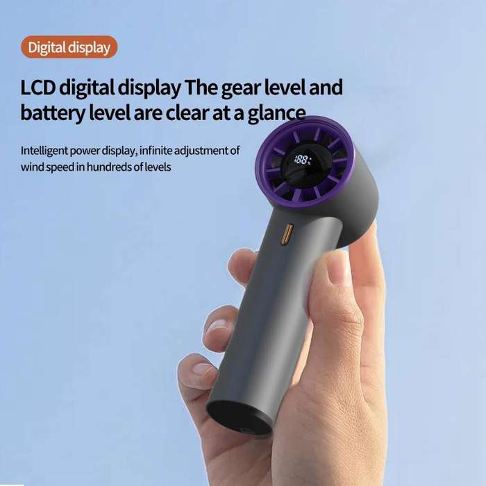 HX-F368 Smart Digital Display High Speed Handheld Fan(White)