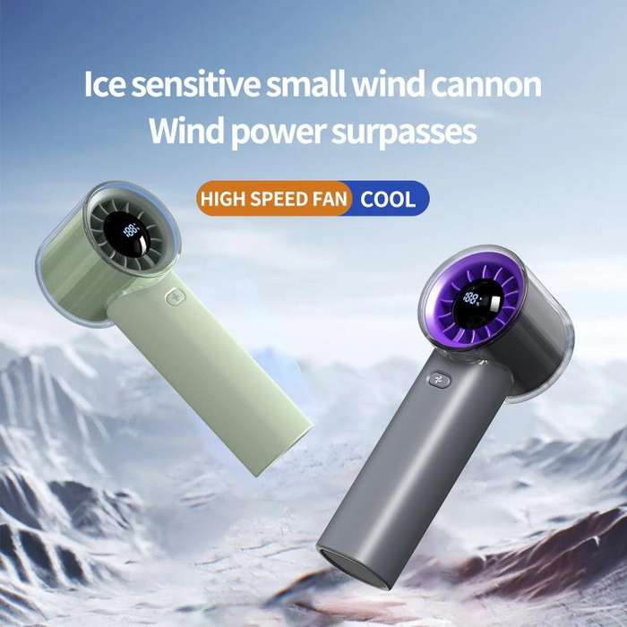 HX-F369 LED Digital Display High Speed Handheld Fan(White)