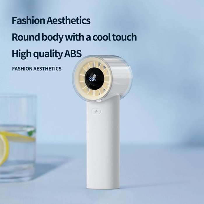 HX-F369 LED Digital Display High Speed Handheld Fan(White)