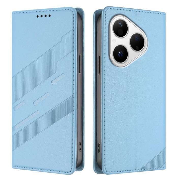 For Huawei Pura 80 Embossed Multi-functional Wallet Retro Leather Phone Case(Light Blue)