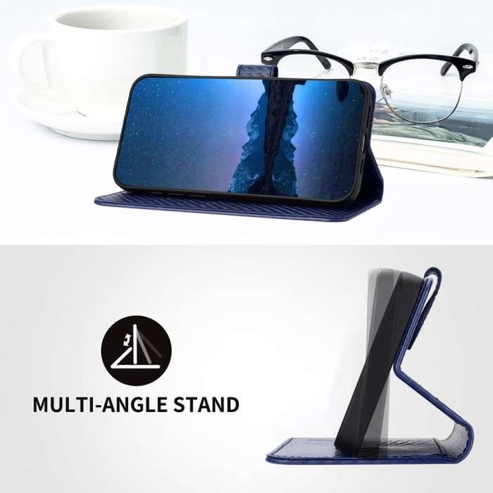For TCL 60R 5G YX0070 Carbon Fiber Buckle Leather Phone Case with Lanyard(Royal Blue)