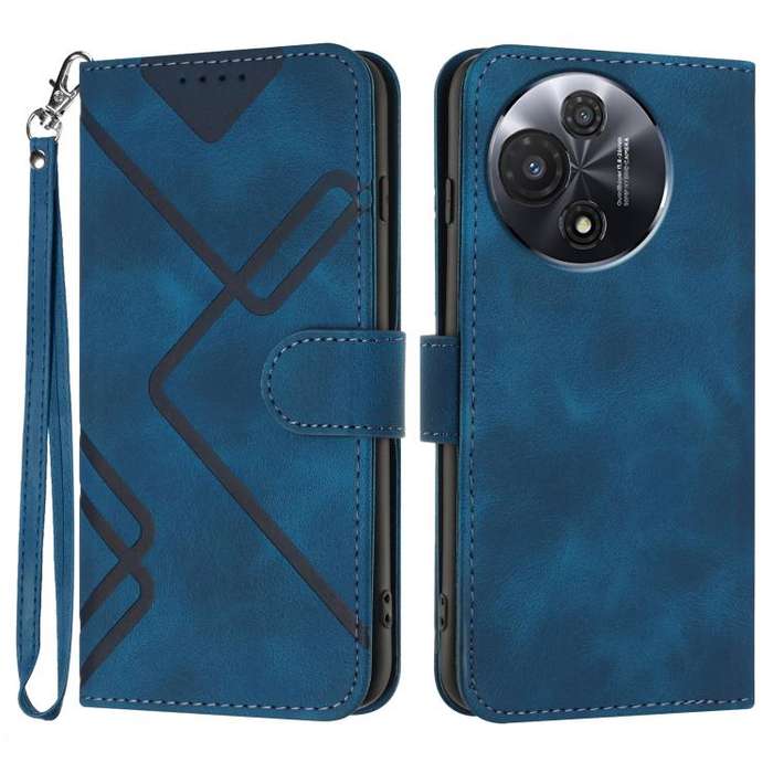 For TCL 60R 5G Line Pattern Skin Feel Leather Phone Case(Royal Blue)