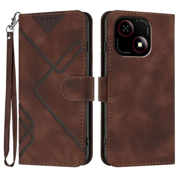 For ZTE Blade A35e 4G Line Pattern Skin Feel Leather Phone Case(Coffee)