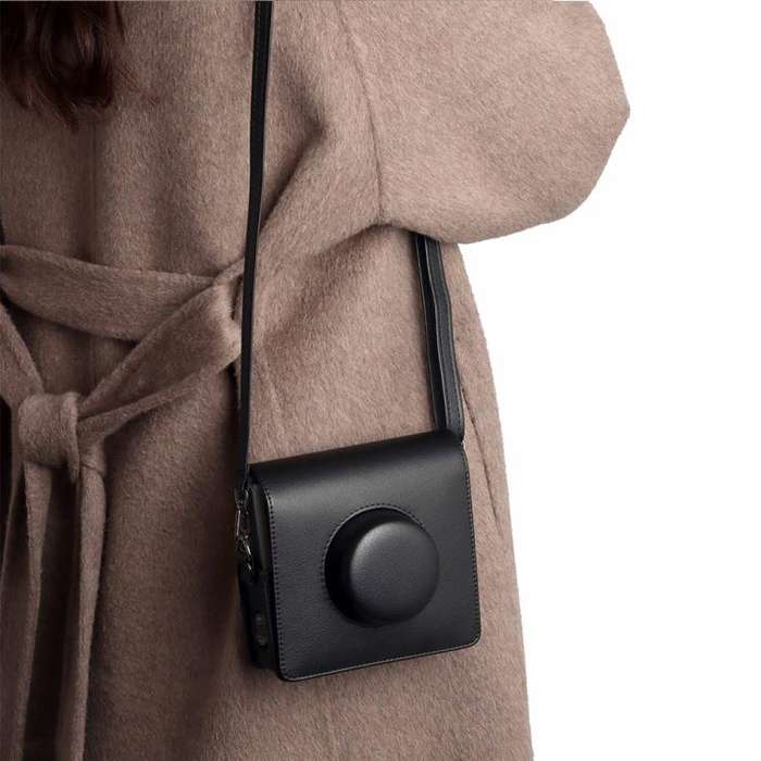 For FUJIFILM instax WIDE Evo Full Body Leather Camera Case Bag with Strap(Black)