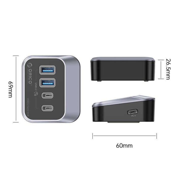 ORICO M32A2C-G2 4 in 1 Type-C to Dual Type-C and Dual USB3.2 Docking Hub(Black)