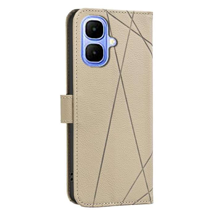 For Infinix Smart 10 4G Geometric Pattern RFID Leather Phone Case(Beige)