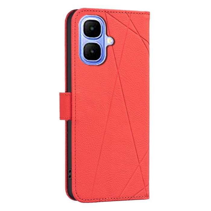 For Infinix Smart 10 4G Geometric Pattern RFID Leather Phone Case(Red)