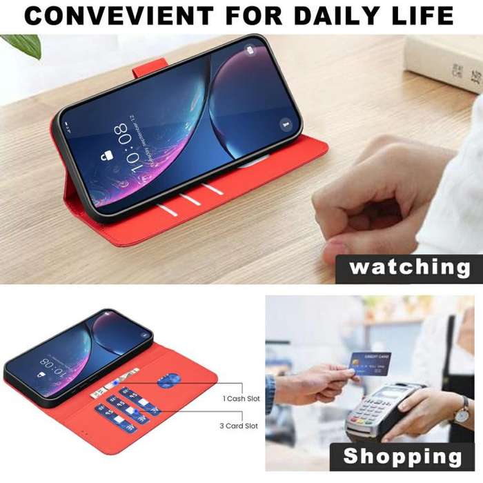 For Infinix Smart 10 4G Geometric Pattern RFID Leather Phone Case(Red)