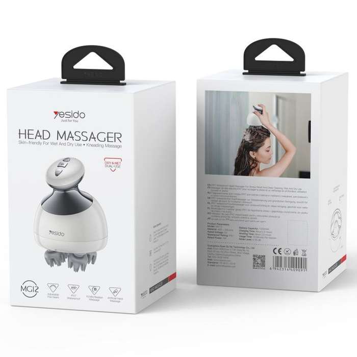 Yesido MG12 IPX7 Waterproof Intelligent Head Massager Care Instrument(White)