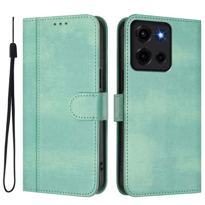 For Motorola Moto G 5G 2025 Line Splicing Buckle Retro Leather Phone Case(Mint)