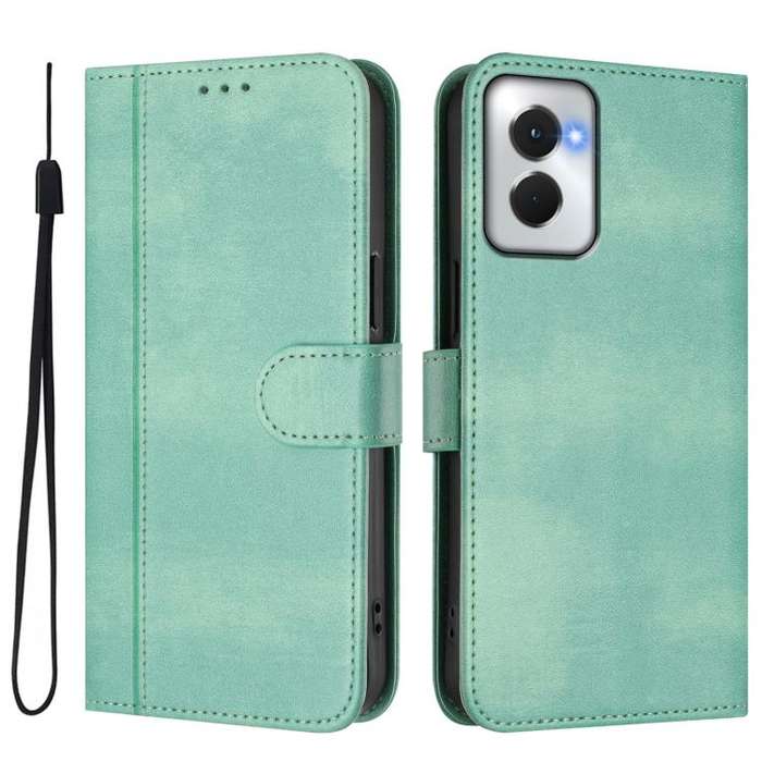 For Motorola Moto G Power 5G 2024 Line Splicing Buckle Retro Leather Phone Case(Mint)