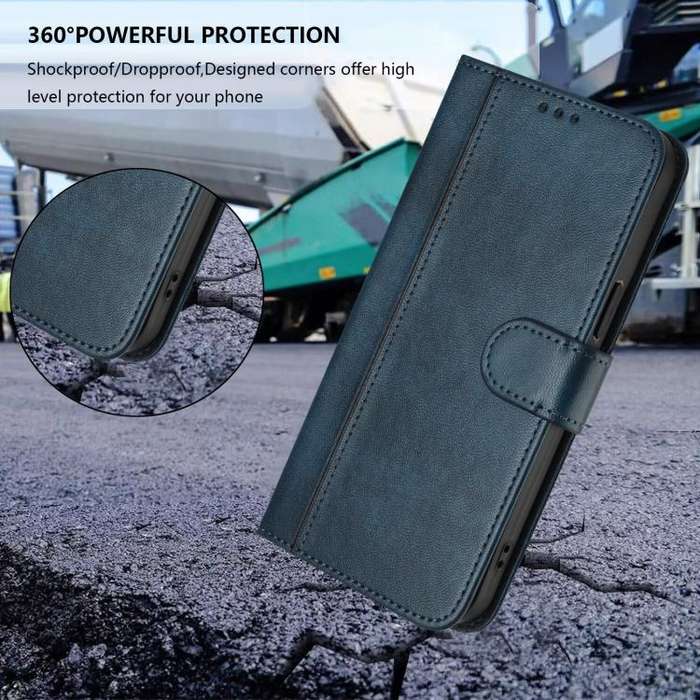 For Motorola Moto G Power 5G 2024 Line Splicing Buckle Retro Leather Phone Case(Dark Blue)