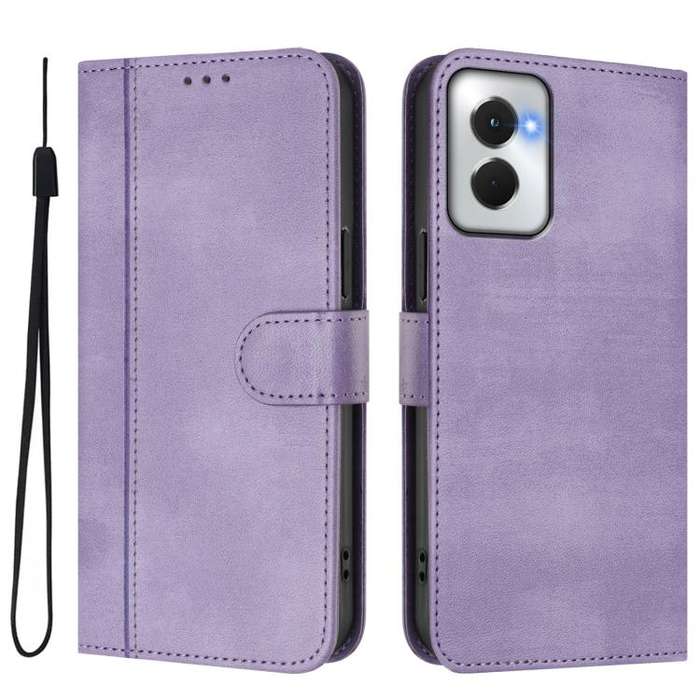 For Motorola Moto G Power 5G 2024 Line Splicing Buckle Retro Leather Phone Case(Purple)