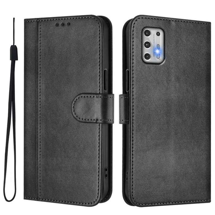 For Motorola Moto G Stylus 4G 2021 Line Splicing Buckle Retro Leather Phone Case(Black)