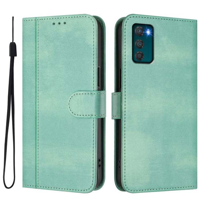 For Motorola Moto G42 4G Line Splicing Buckle Retro Leather Phone Case(Mint)