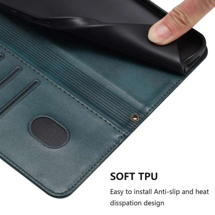 For Motorola Moto G60 / G40 Fusion Line Splicing Buckle Retro Leather Phone Case(Dark Green)