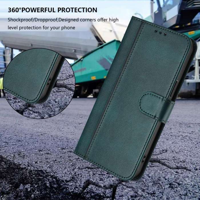 For Motorola Moto G60 / G40 Fusion Line Splicing Buckle Retro Leather Phone Case(Dark Green)
