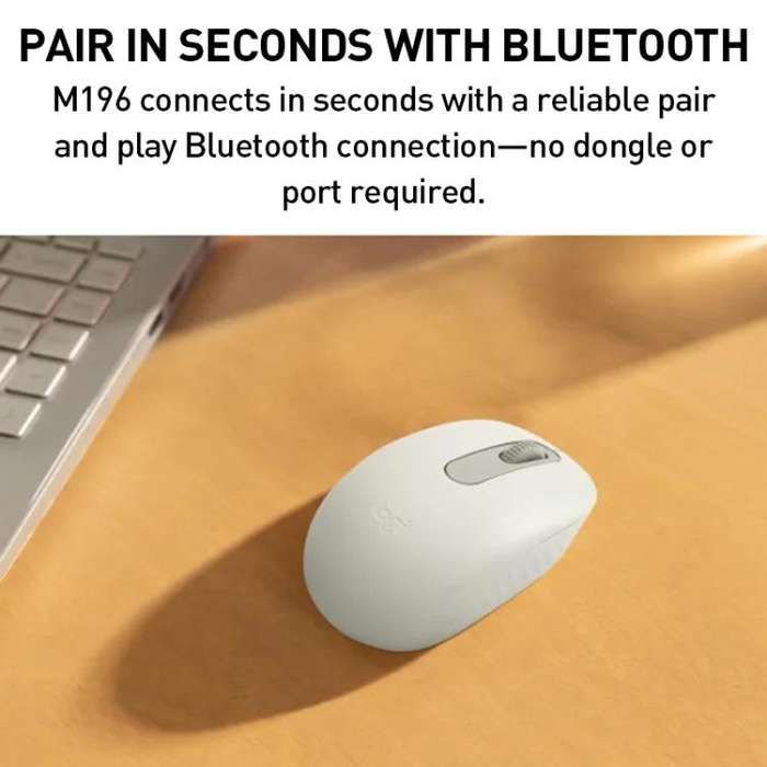 Logitech M196 1000DPI Bluetooth Wireless Mouse(White)