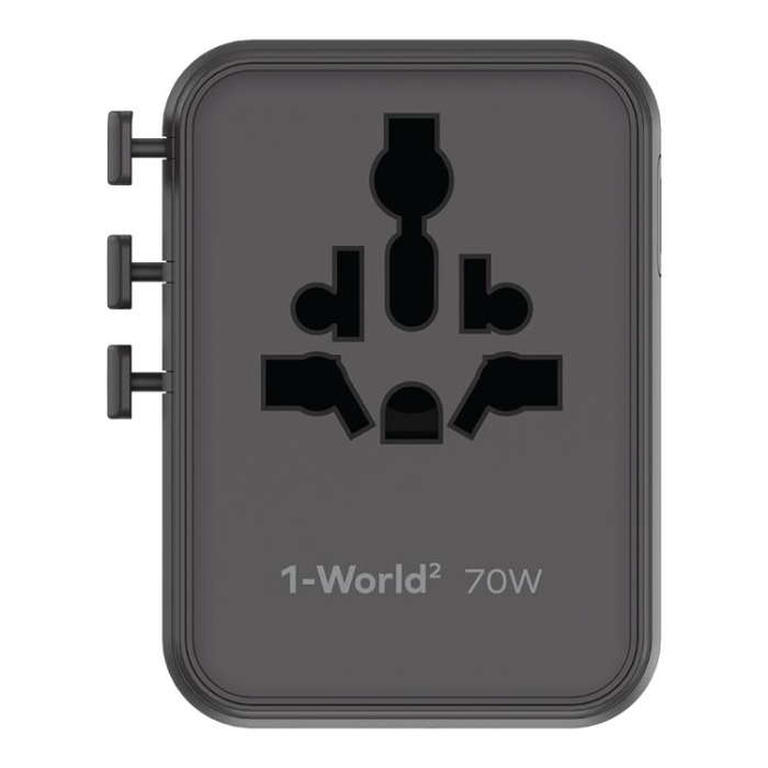 MOMAX UA22 1-World2 70W Dual AC Mini GaN Global Travel Fast Charging Socket(Black)
