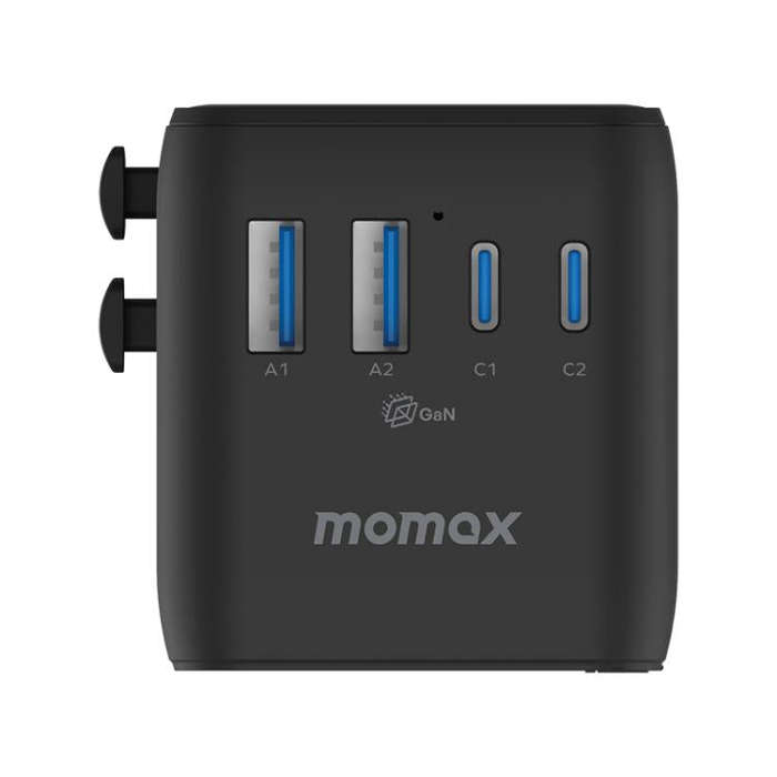 MOMAX UA22 1-World2 70W Dual AC Mini GaN Global Travel Fast Charging Socket(Black)