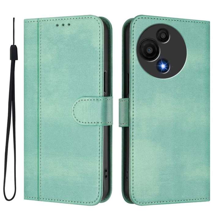 For TCL 605 / 60 SE Line Splicing Buckle Retro Leather Phone Case(Mint Green)