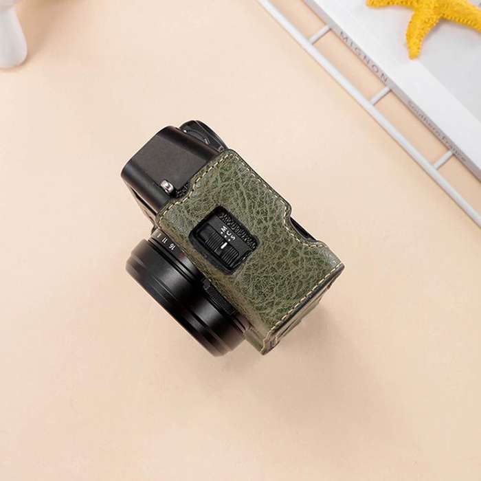 For FUJIFILM X100VI Buffalo Texture PU Leather Camera Half Case Base(Coffee)