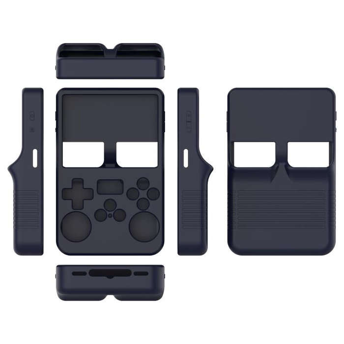 For ANBERNIC R36S Silicone Handheld Game Console Protective Case(Dark Blue)