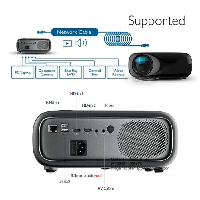 AUN AKEY9S 1080P 1000ANSI Autofocus WIFI Display Smart Projector, UK Plug(Black)